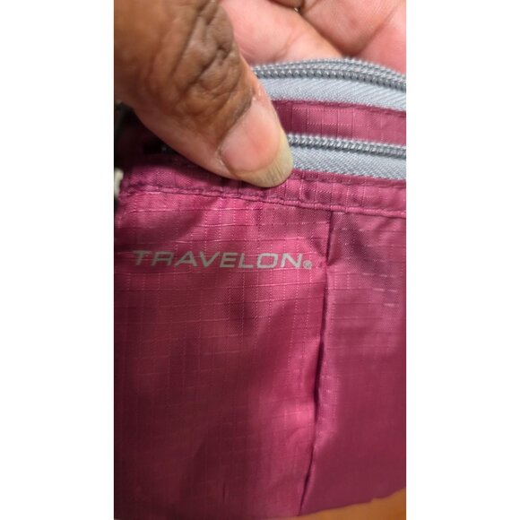 Travelon Burgundy Crossbody Bag Adjustable Strap Lightweight Nylon & Multiple Zi - Picture 6 of 8